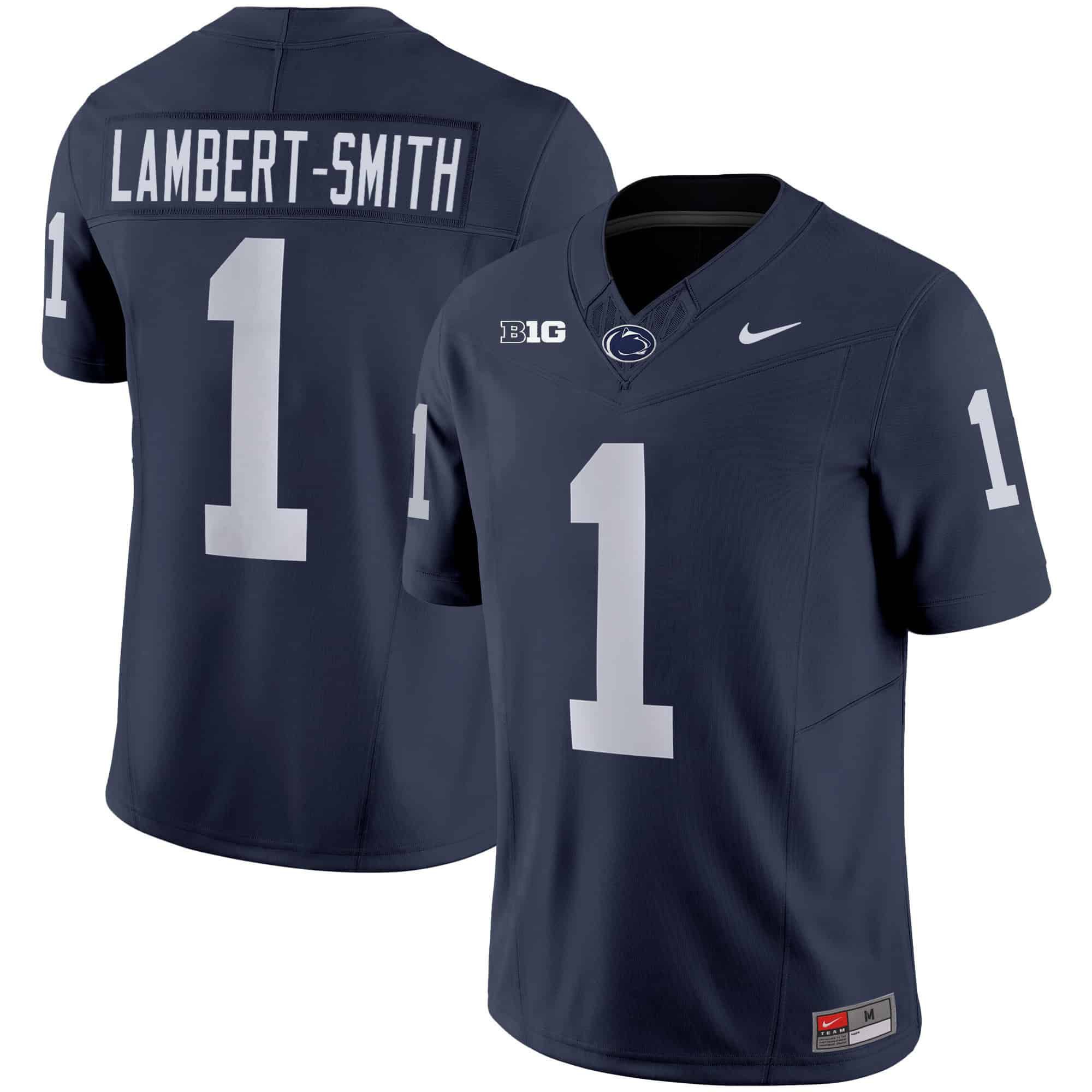 Men Penn State Nittany Lions #1 Lambert-Smith Drak Blue 2024 Nike Vapor Limited NCAA Jersey style 1